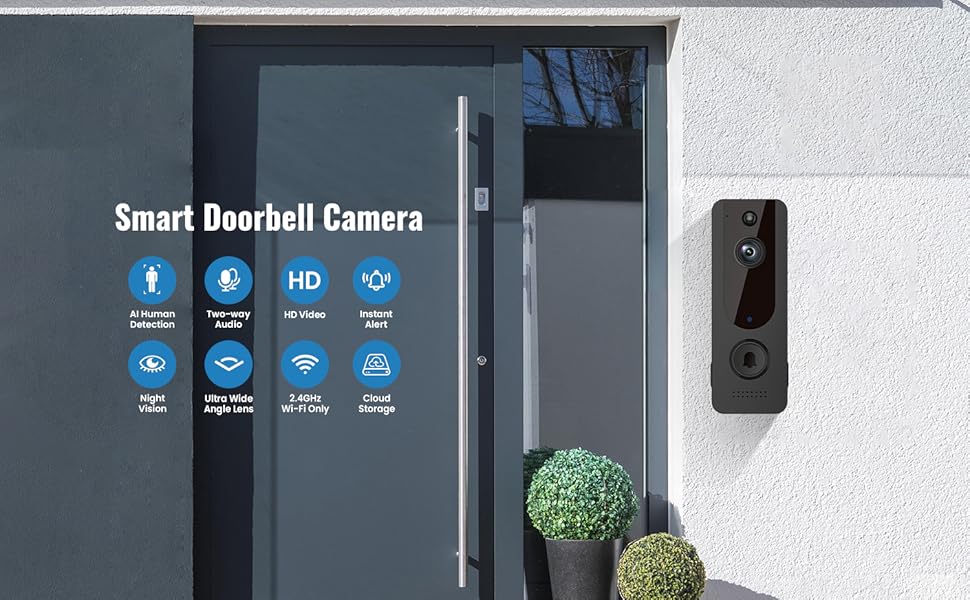 Aiwit Wireless Visual Doorbell, 2.4G WiFi Home
