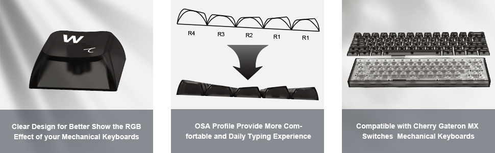 black clear japanese keycaps 60 percent