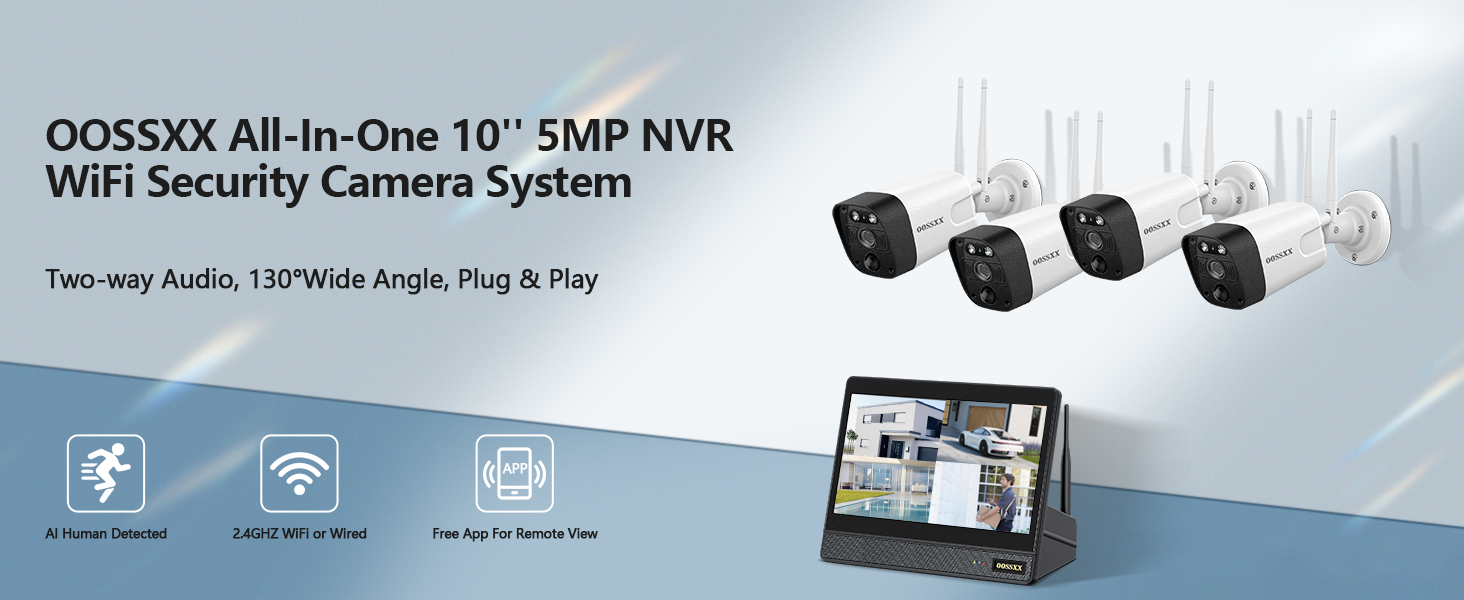 Wireless Home Security Cameras System with Monitor