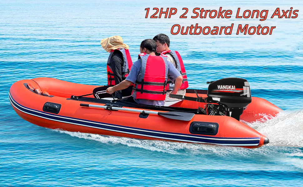 2 Stroke 12 HP Long Axis Outboard Motor 169CC Heavy Duty