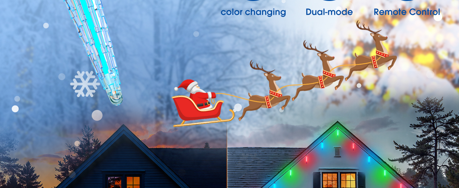 addlon 50FT Christmas Lights Outdoor with Remote Meteor String Lights