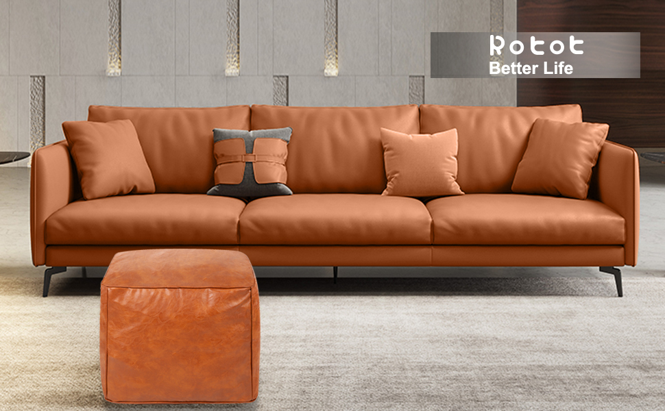 square pouf  ottoman tan 1