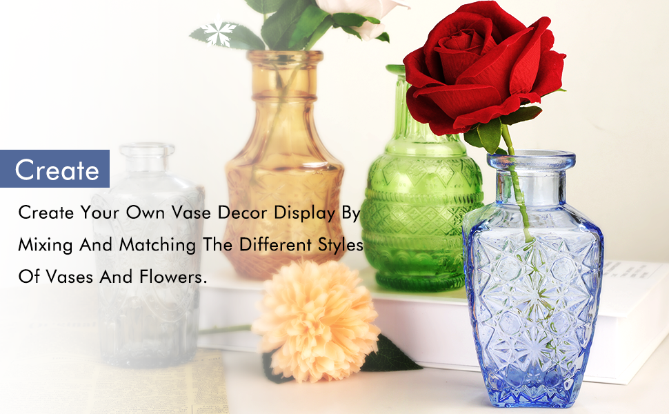 Glass Bud Vases Set of 12,Small Vases for Flowers,Colored