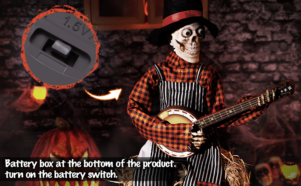 ELAMAS Halloween Animatronics Banjo Skeletons Animated