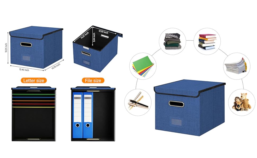 Document Organizer File Boxes for Hanging Files with Lid