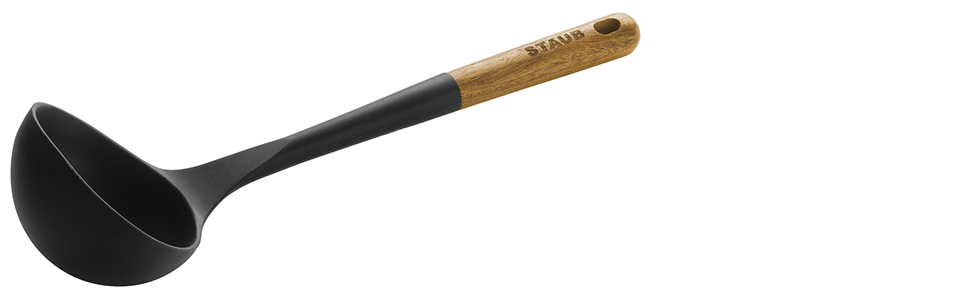 STAUB silicone soup ladle against a white background.