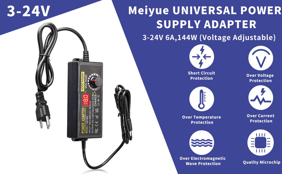 144W Adjustable Power Supply Adapter 3V24V 6A Universal