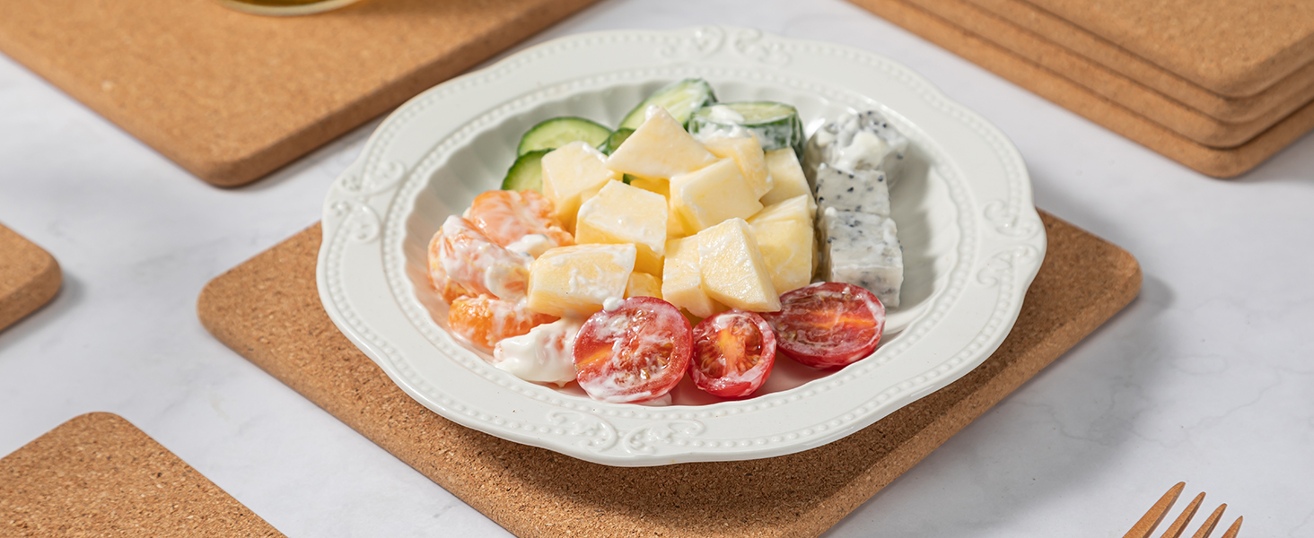 Square Cork Trivets Set 6 Pack 8" x 8" x 0.4"Thick Square