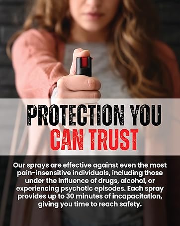 POLICE MAGNUM Compact Pepper Spray, Maximum Strength, 10-12 ft Range, Easy to Use