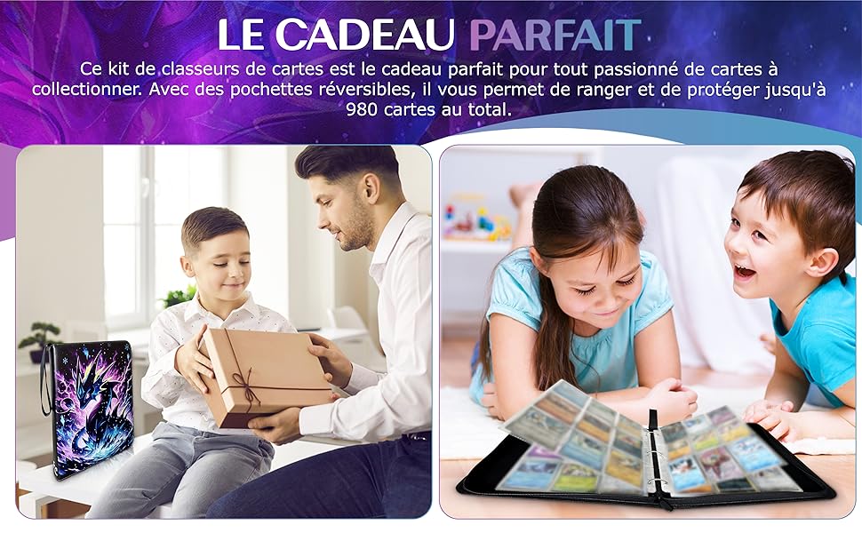 Image promotionnelle en français sur « Le Cadeau Parfait » avec des images d'activités interactives et du