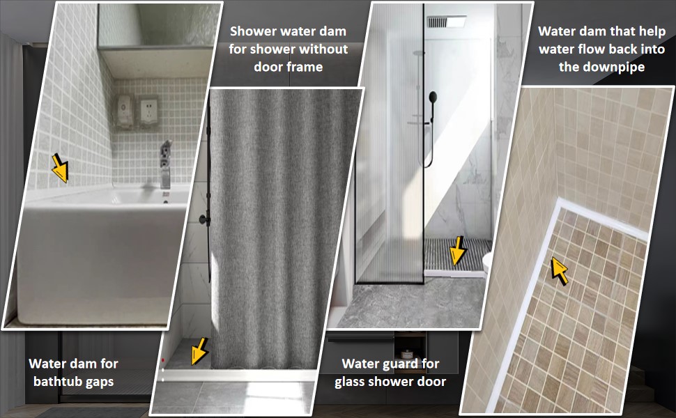 VANNESSE Silicone Shower Threshold Water Dam,Shower Water Stopper