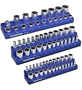 WORKPRO Magnetic Socket Organizer Set, 3-Piece Socket Holder Set Includes 1/4