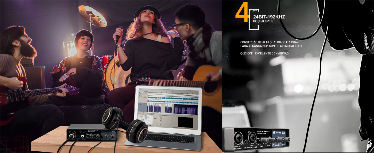 Interface de audio,placa de som profissional de canal USB 2.0 DC 5V de