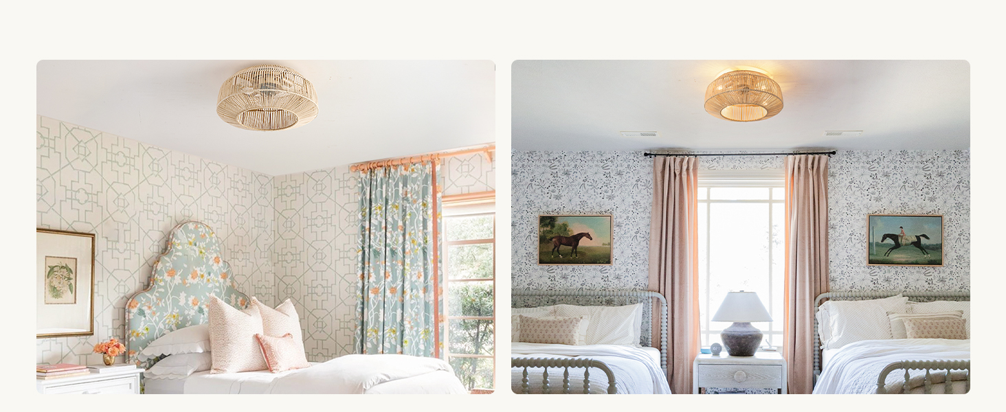 ventiladores de techo boho con luces ventilador de ratán de montaje empotrado para dormitorio