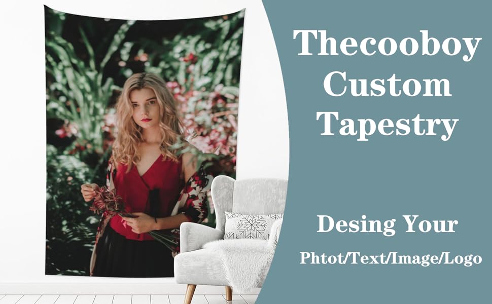 Thecooboy Custom Tapestry With Photo Logo Text Personalized Backdrop