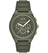 Armani Exchange Reloj Hombre, Movimiento Cuarzo cronógrafo y Caja 44mm con Correa Silicona