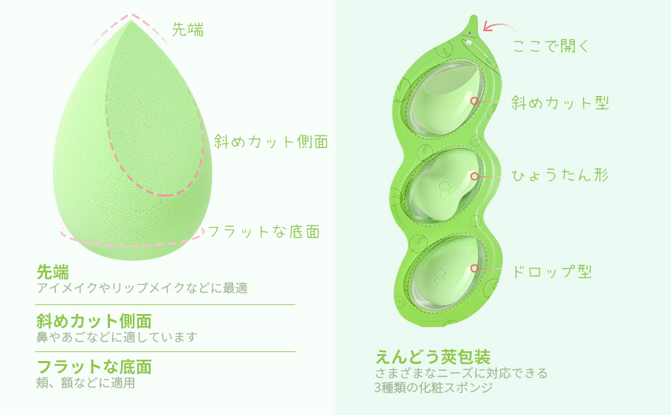 Amazon | docolor 化粧スポンジセット(3個入り)多機能メイク用