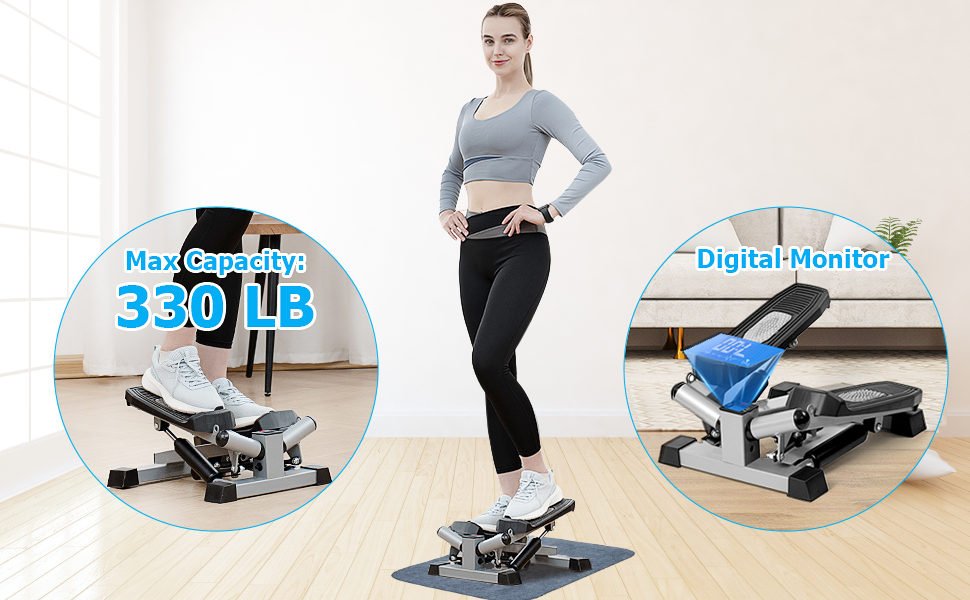 Hydraulic Mini Fitness Stepper with ResistancBands