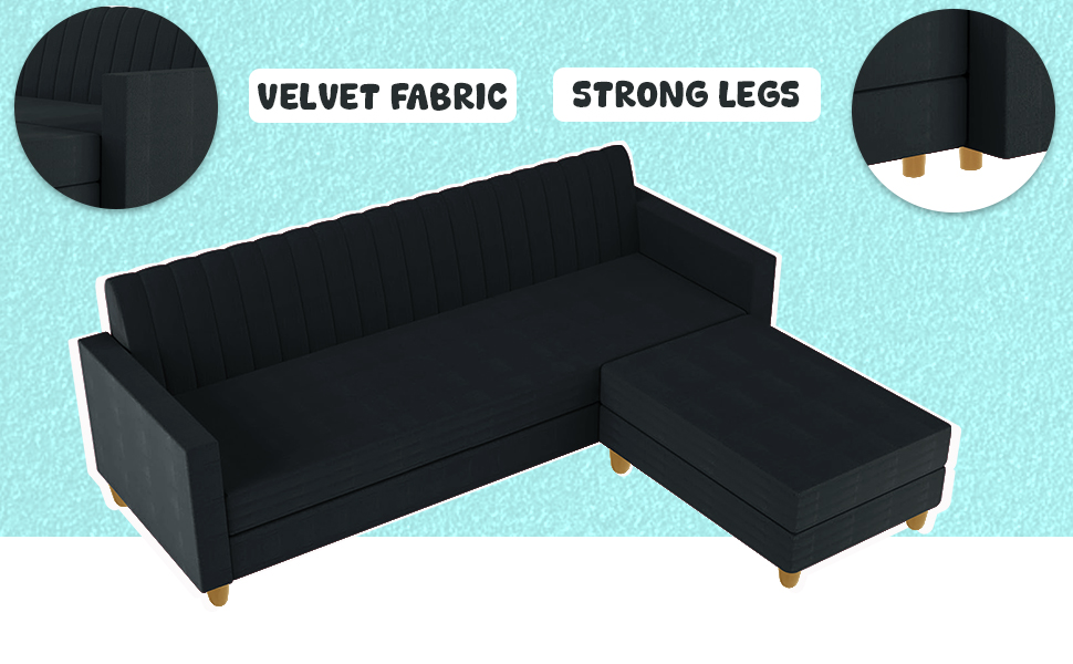 4 Seater L Shape wooden blue