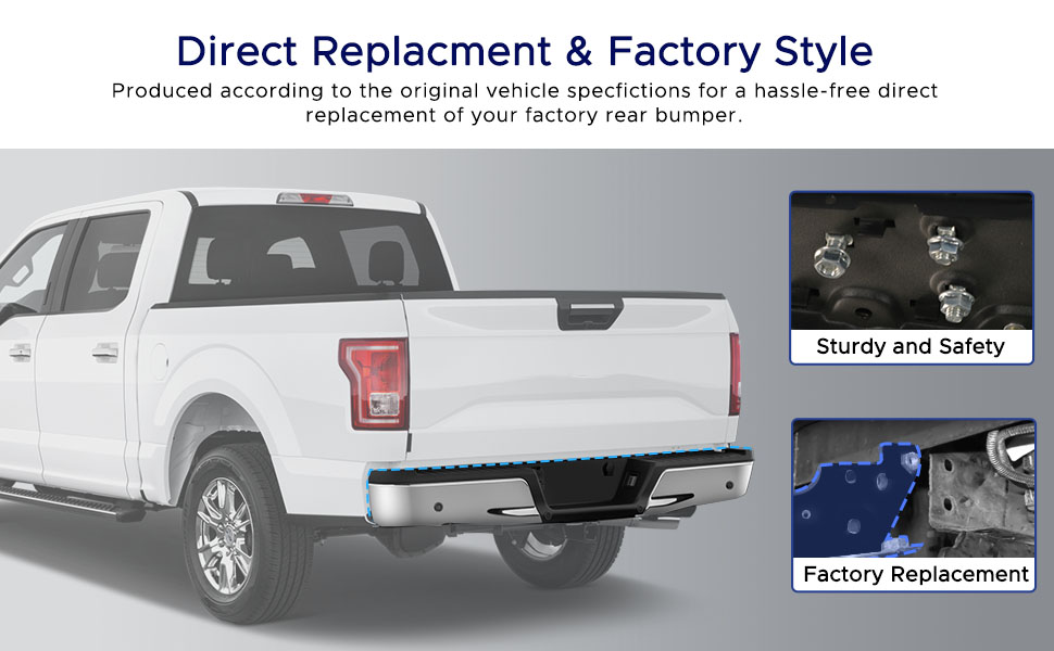 Rear Bumper Ford F150 2015 2016 2017 2018 2019 2020 Pickup Chrome