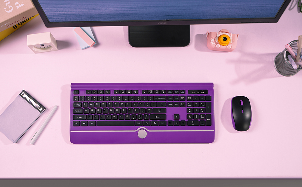 purple keyboard and mouse