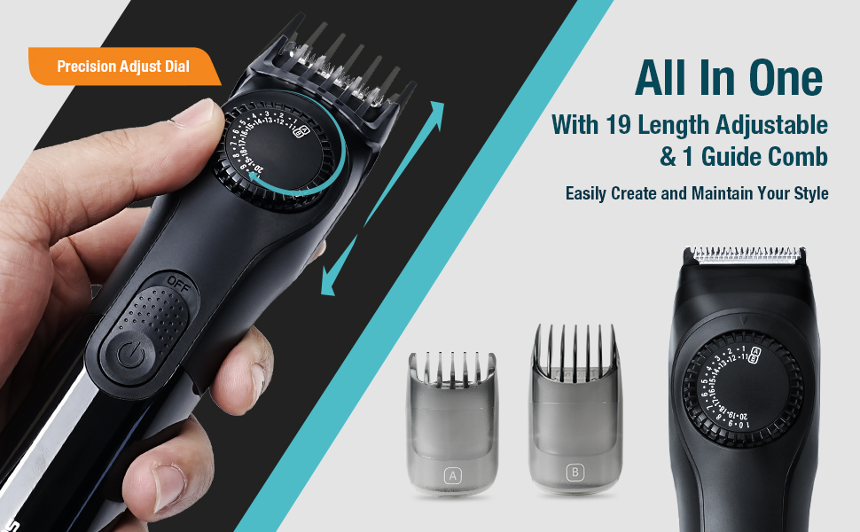 SUPRENT® Adjustable Beard and Hair Trimmer for Men, Cordless, Electric