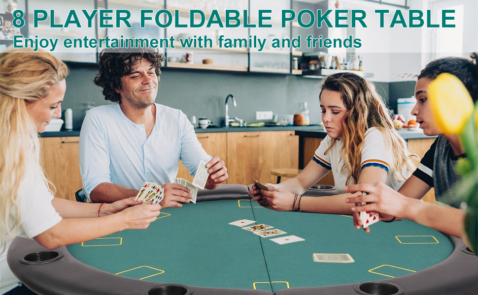DC DICLASSE Round Folding Poker Table, 8 Players Card Table