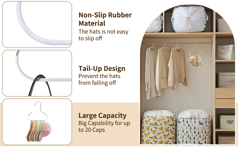 Non-slip RubberMaterialThe hats is not easyto slip off