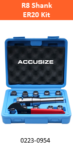Accusize Industrial Tools 10-Pc ER20 Collet Set Plus 1-Pc R8 Bridgeport Shank