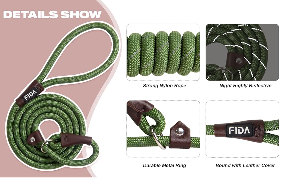 Fida Slip Rope Dog Lead 11 slip leads for large dogs