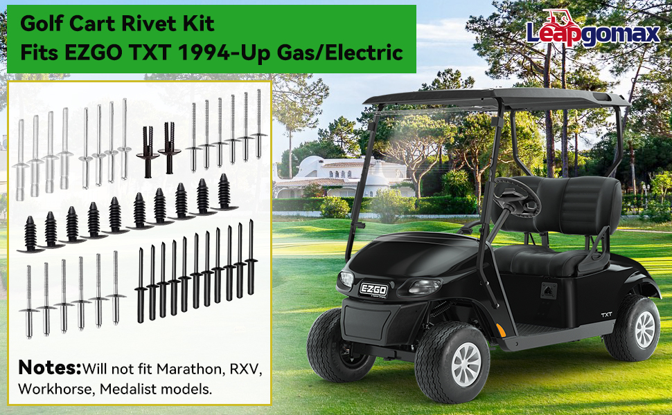 LEAPGOMAX EZGO Rivet Kit POP Complete OEM Body Hardware for 1994+ EZGO TXT Gas