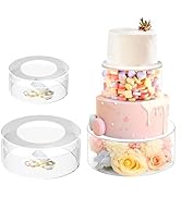 2 Pack Acrylic Cake Stand, Fillable Cake Stand Cylinder Cake Riser Round Cake Tier Cake Display w...