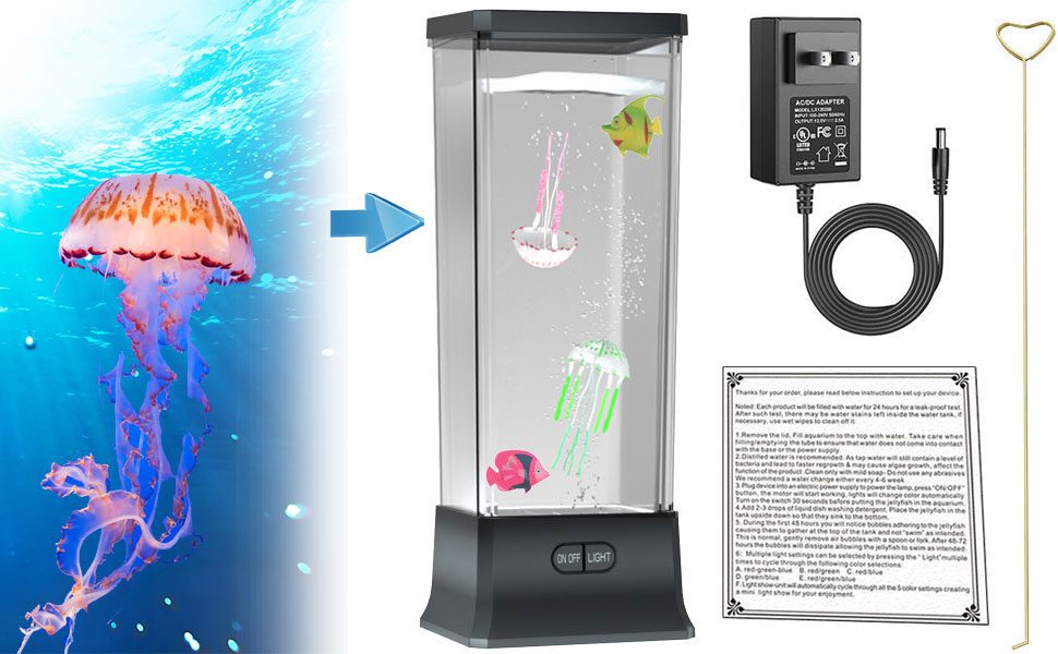 COLORLIFE Electric Jellyfish Tank Table Lamp with Color Changing Light