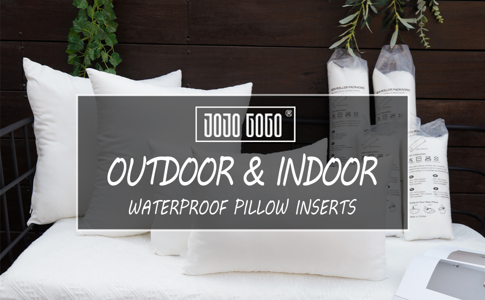 JOJOGOGO 12x20 Lumbar Pillow Insert Outdoor Waterproof Set of 2 Rectangle Pillow