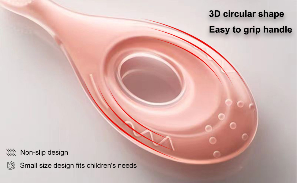3D circular shape; Easy to grip handle; Non slip design; Small size design fits children's needs;