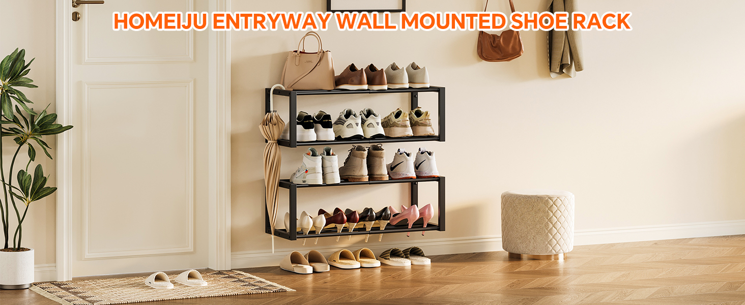 Homeiju Hanging Shoe Organizer,2 Pack Wall Mounted Shoe