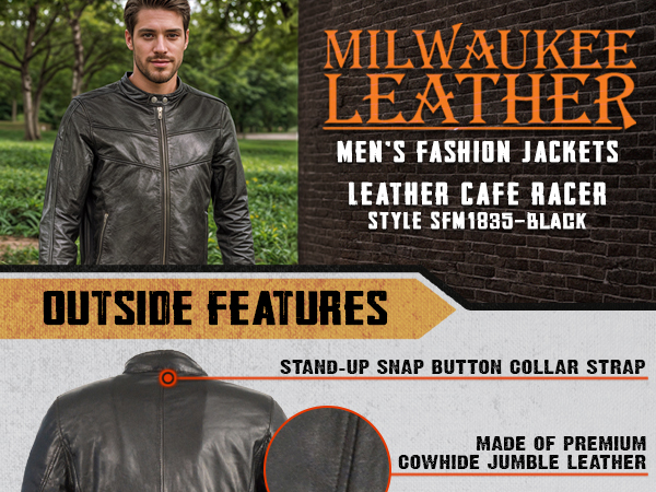 ミルウォーキー　レザー　ライダースジャケット Amazon.com: Milwaukee Leather Men's Black Cafe Racer Leather