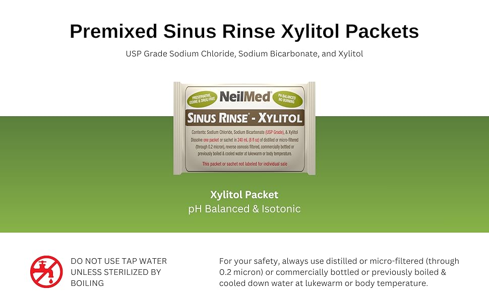 Premixed sinus rinse xylitol packets