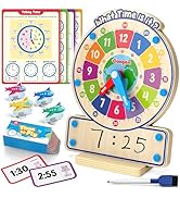 Coogam Wooden Clock Teaching Time Toy, Analog Digital Clock with Fly-Telling Board Game, Learning...
