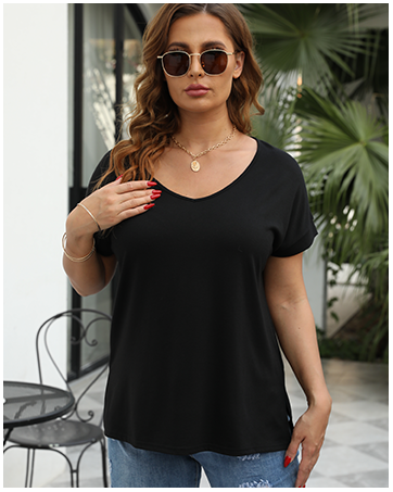 Aokosor T Shirts for Women V Neck Summer Tops Ladies Extended Shoulder Tshirt 10 ladies tops uk 2024 trendy