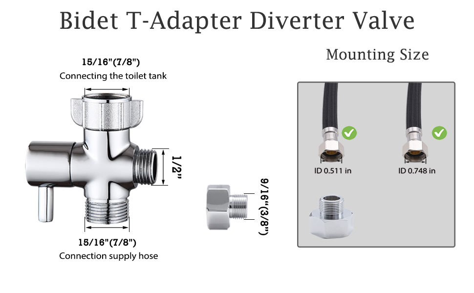 Walkinginrain Bidet T Adapter With Shut off Valve,3 Way T Valve for