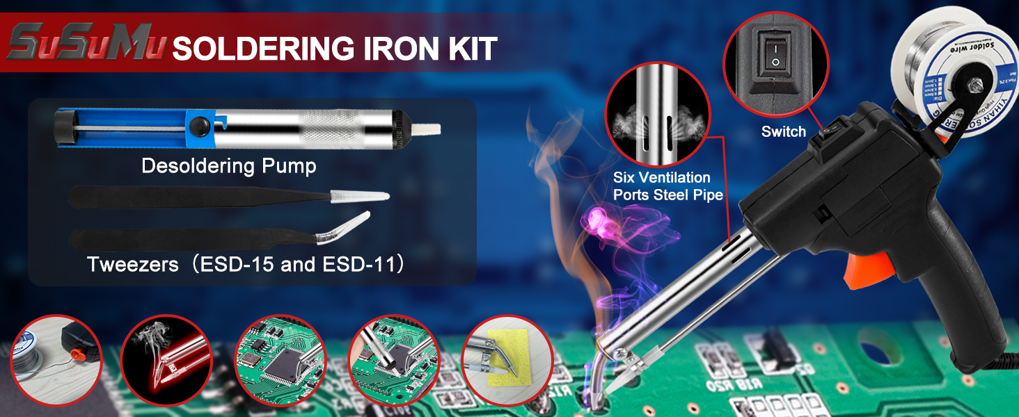 Soldering Gun Iron Kit Automatic 110v Micro Solder Guns