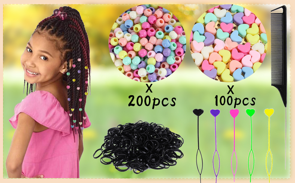 DREAMBOAT 506pcs Hair Beads Set for Braids for Girls Including 300pcs Hair Beads