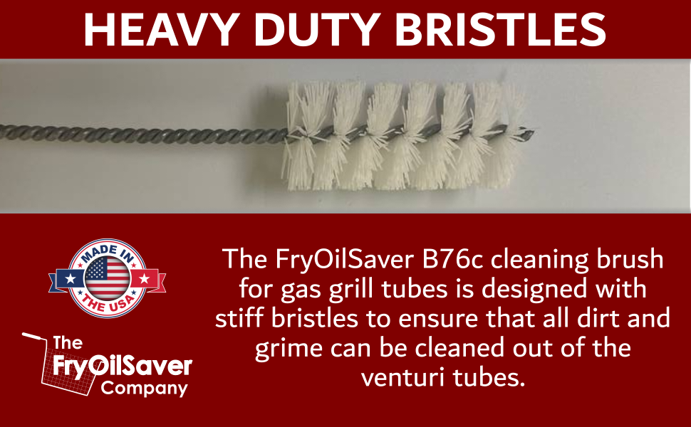 FryOilSaver Co, B76C, Gas Grill Venturi Brush, Venturi Tube Cleaning