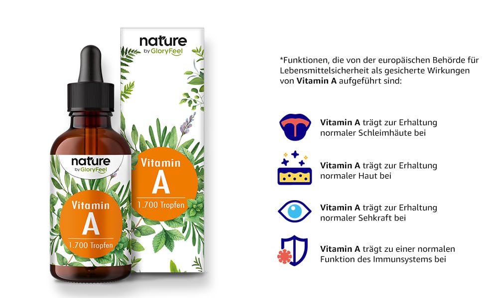 Vitamin A Tropfen hochdosiert 5000 I.E (1500µg) pro Tagesdosis 50ml (1700 Tropfen) echtes Vitamin A Tropfen hochdosiert 5000 I.E (1500µg) pro Tagesdosis 50ml (1700 Tropfen) echtes