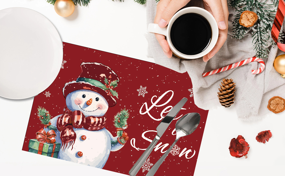 Christmas Placemats Set of 4, 12 x 18 Inch Christmas