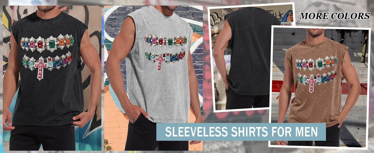 Mens Vintage Graphic Tank Y2k Hip Hop Sleeveless Shirts