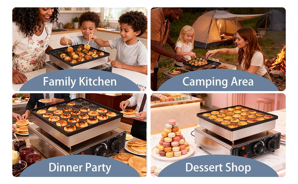 family kitchen camping area dinner party dessert shop