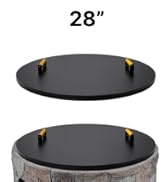 28” Round Fire Pit Lid – Powder Coated fire pit cover round metal for Outdoor Fireplace -16 Gauge...