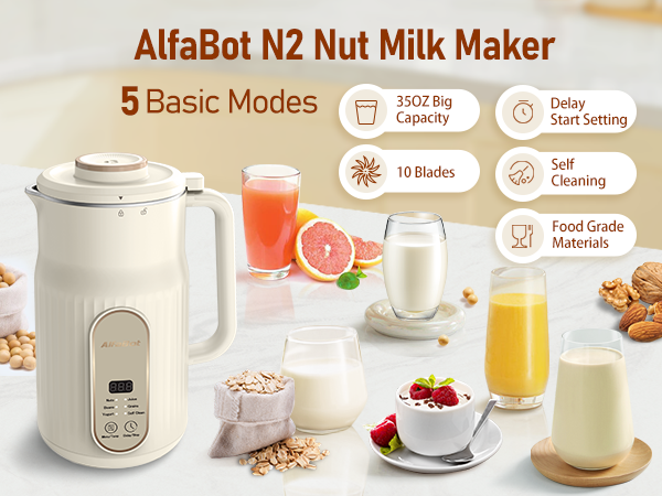 Amazon.com: Nut Milk Maker, AlfaBot N2 Automatic Almond Milk